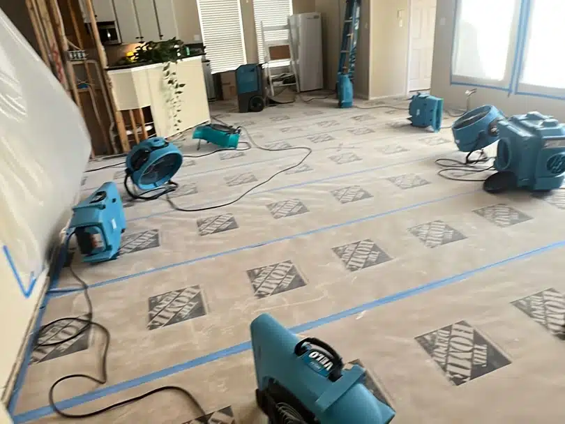 Emergency storm damage restoration and water extraction in a DFW home