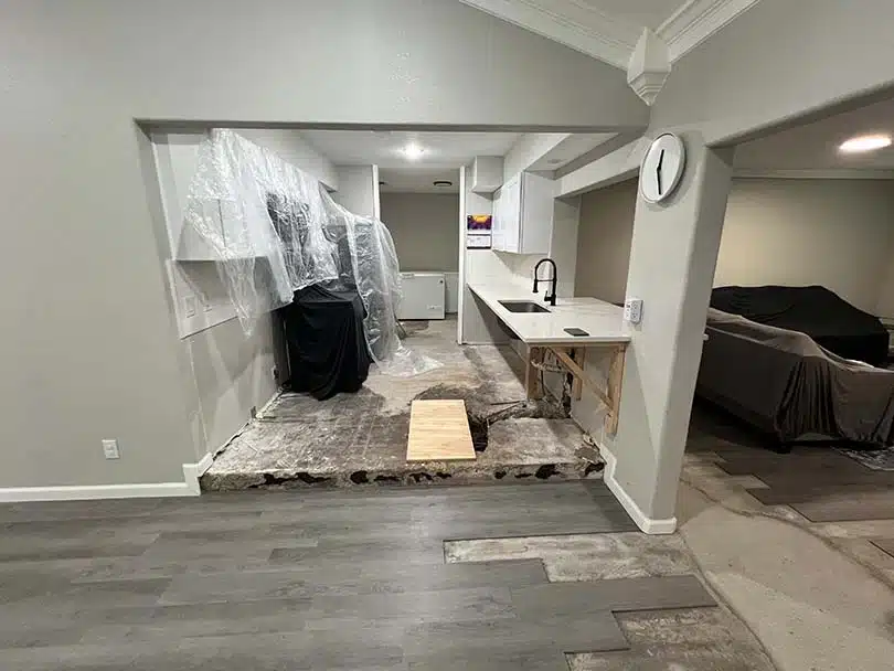 Kitchen undergoing professional mold remediation and restoration in Allen, TX by Rush Dry Restoration